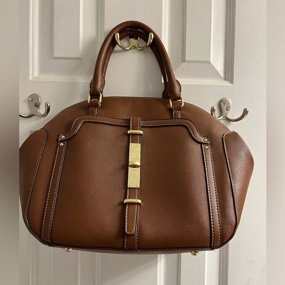 NWT Nine West Texture Takedown Satchel Handbag Brown Nutella - Picture 1 of 12